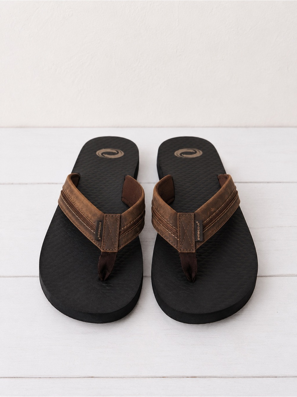 O'Rageous Men's Brown Vegan Leather Toe Post Casual Beach Summer Flip Flops NWOT